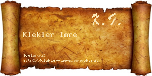 Klekler Imre névjegykártya
